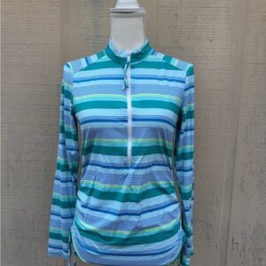 Title Nine by Carve Designs Striped Swim Top - Blue and Green